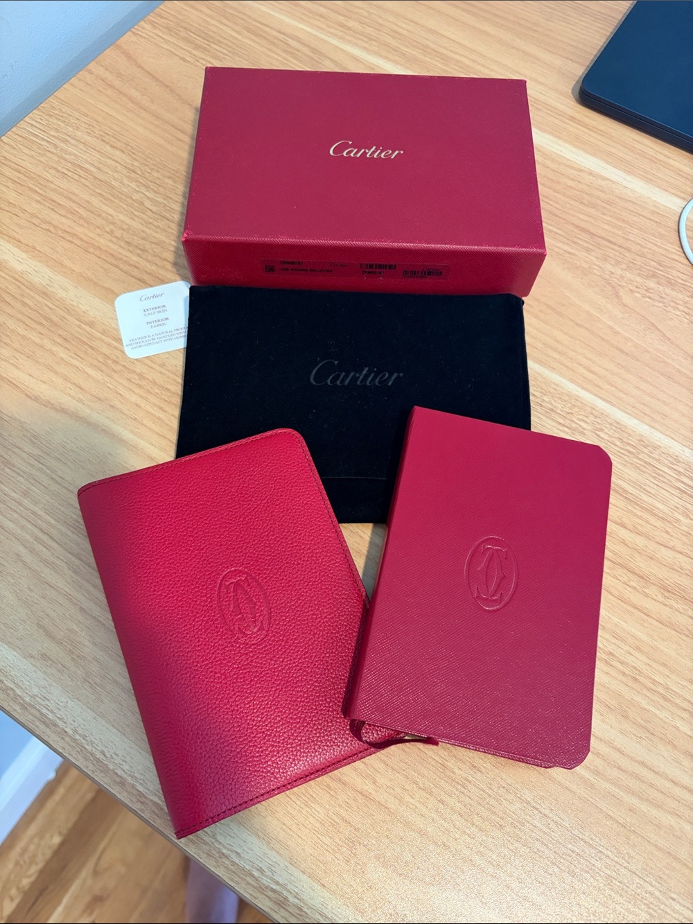 Cartier Red Leather Cover and Notebook Set